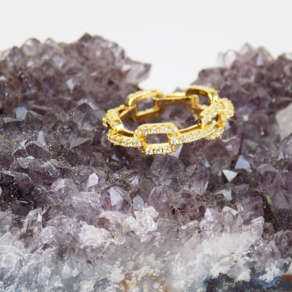 NEW in bow! pave chain link ring eternity band - Picture 6 of 6